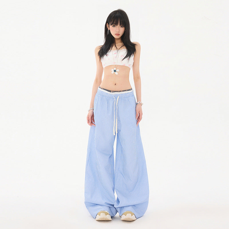 Striped Wide-Leg Pants, Hamptons | Women - BYMANYC ® New York-2