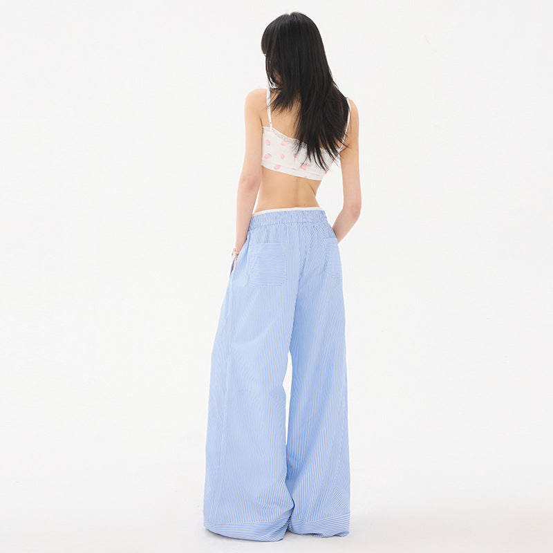 Striped Wide-Leg Pants, Hamptons | Women - BYMANYC ® New York-1