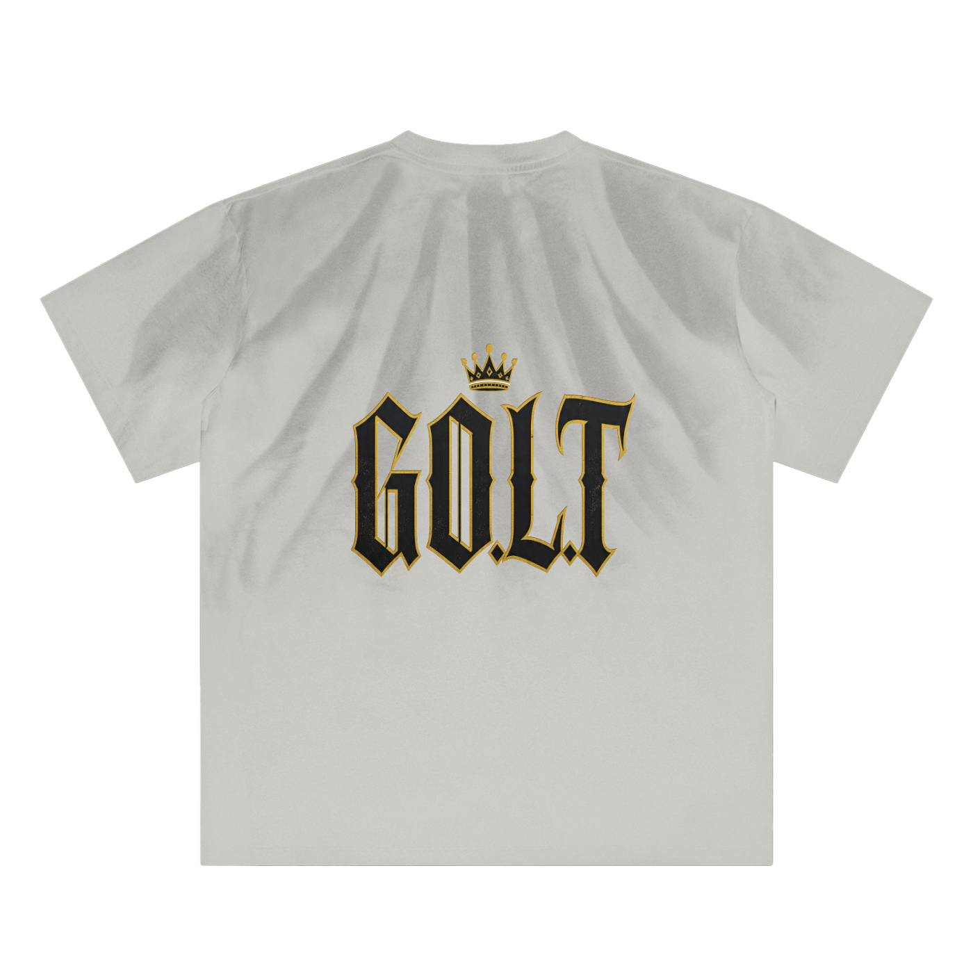 Light gray sunfade crewneck T-shirt with bold GOLT logo back print.