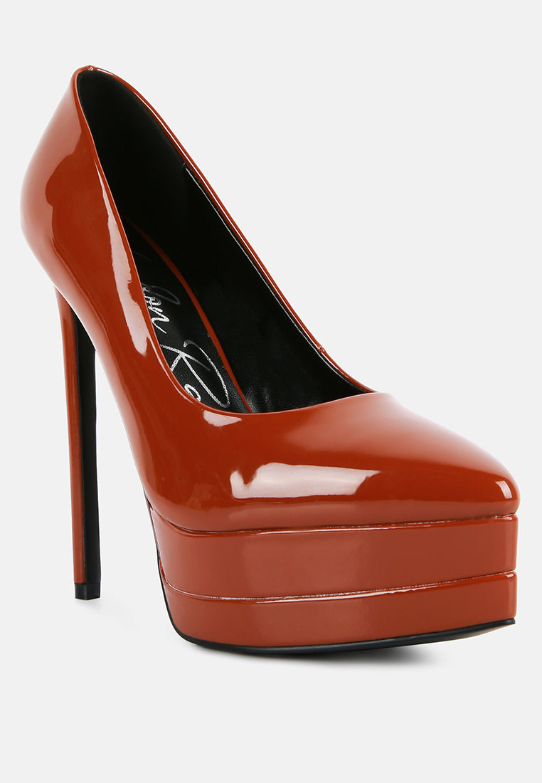 Cuddles Patent Faux Leather Platform Stiletto Pumps-1