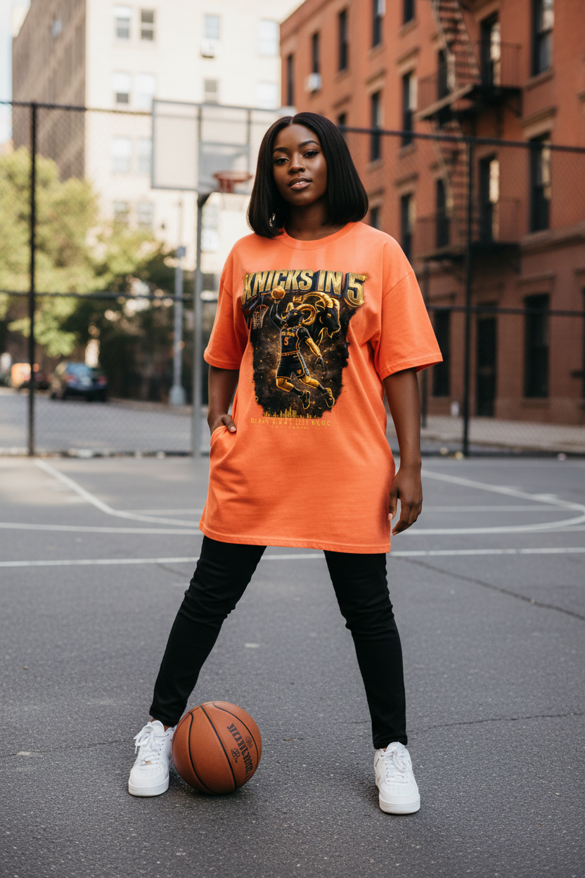 Knicks In Five Tee — Female Model
