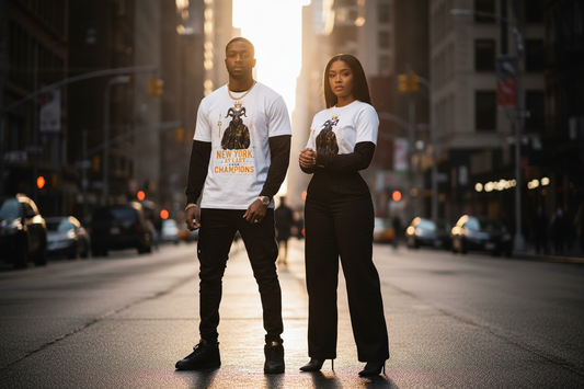 White long sleeve tee with black sleeves and front graphic