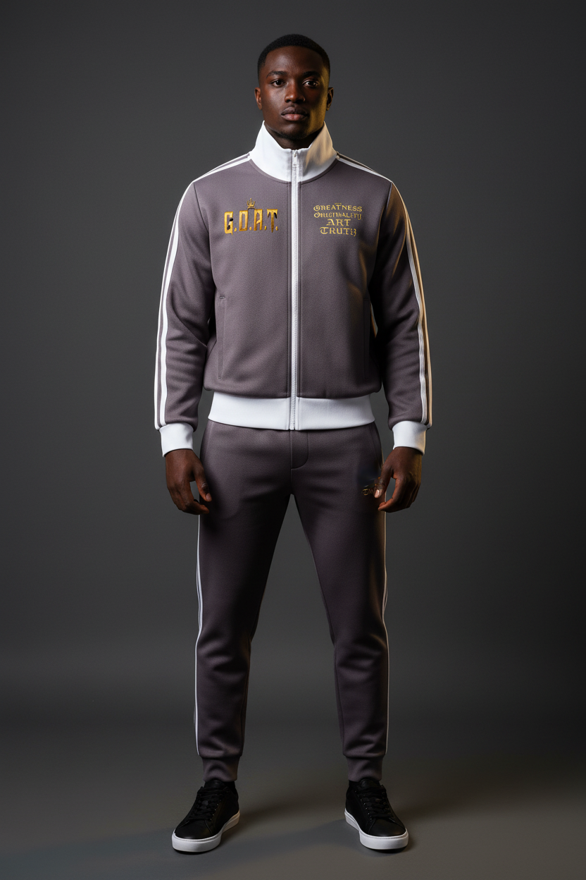 Plum purple cropped fleece track jacket with white contrast stripe trim and zip-front stand collar